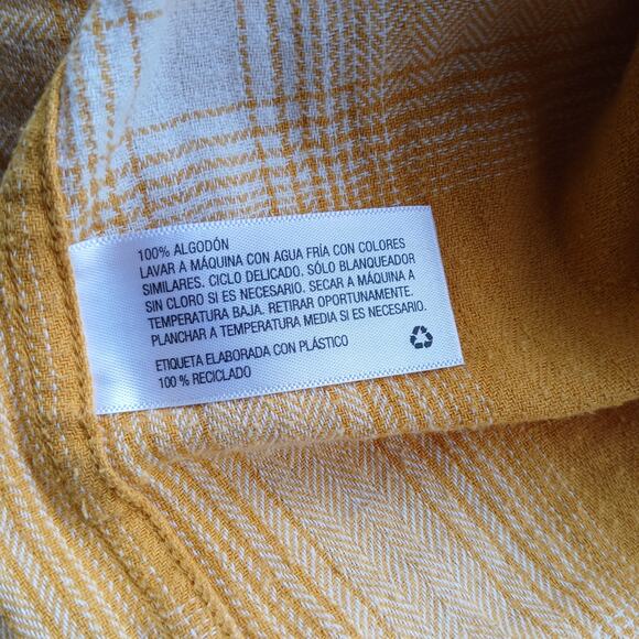 Universal Thread Cotton Yellow Plaid Button-up Shirt S yellow white long sleeve - Picture 9 of 12